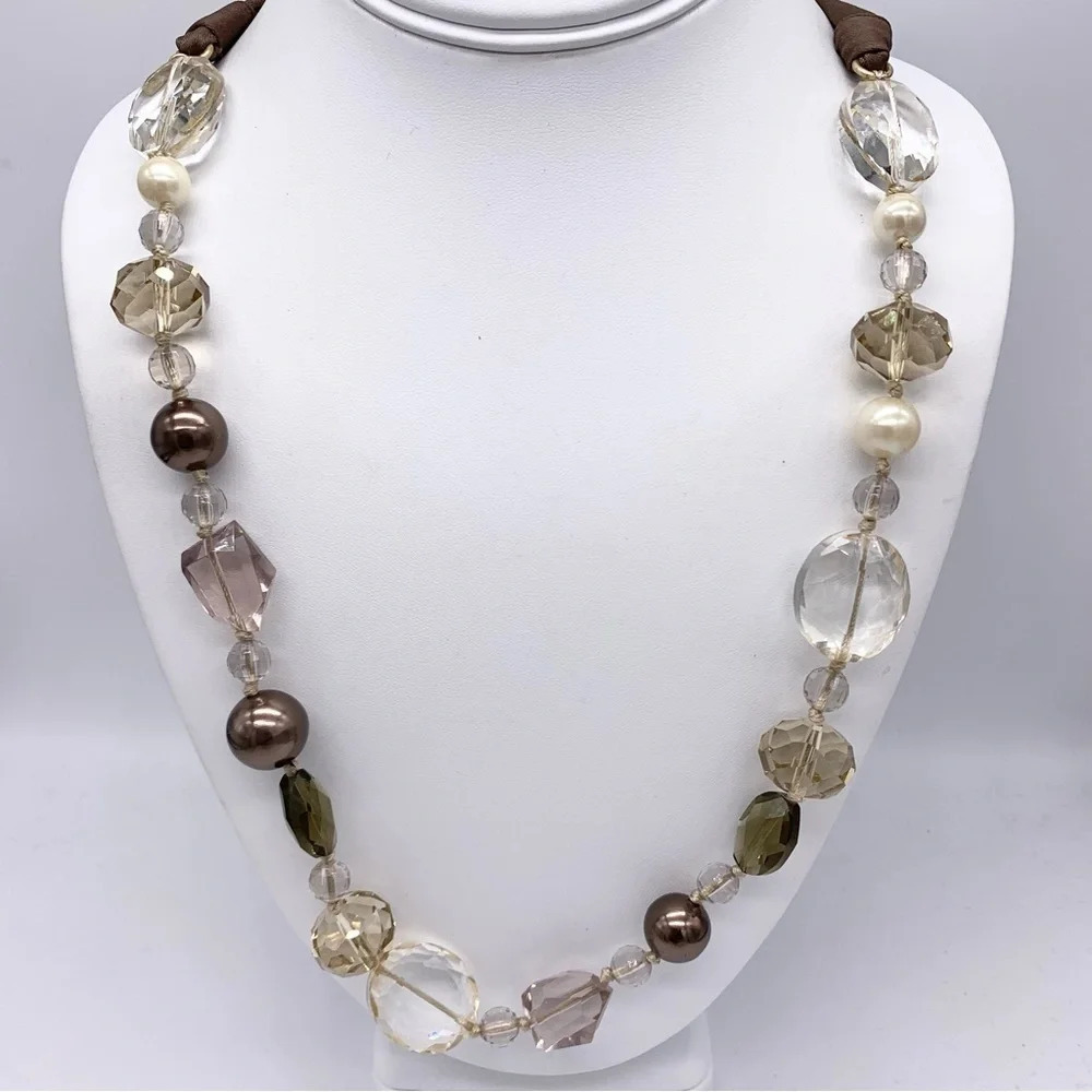 Stella & Dot Chloe Beaded Ribbon Tie Necklace